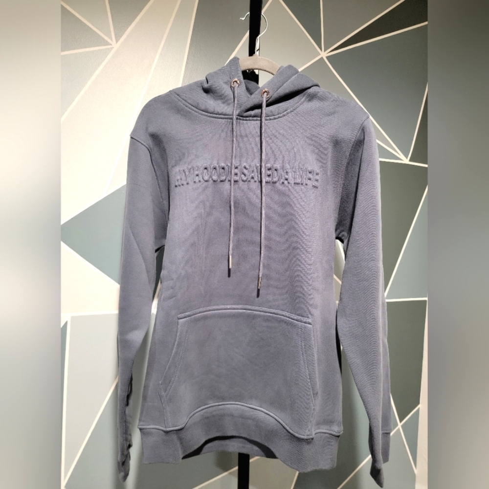 NWOT Anti Yulin Dog Festival Blue-Gray Hoodie Sweatshirt